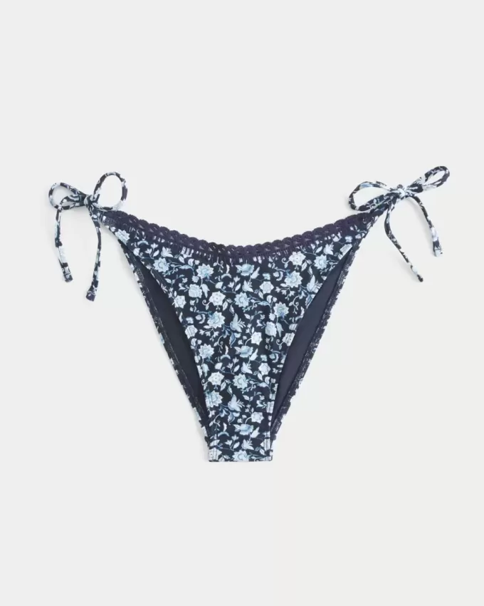 Partea inferioară de bikini cu cravată laterală în stil croșetat Partea inferioară de bikini cu cravată laterală în stil croșetat