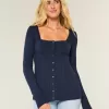 Pulover Babydoll cu mânecă lungă și gât pătrat Pulover Babydoll cu mânecă lungă și gât pătrat
