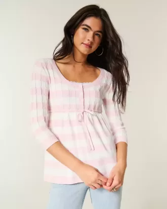 Pulover Babydoll din tricot cablu