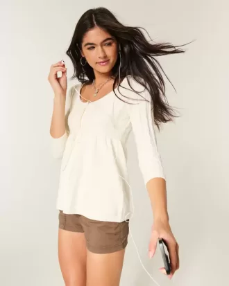 Pulover Babydoll din tricot cablu