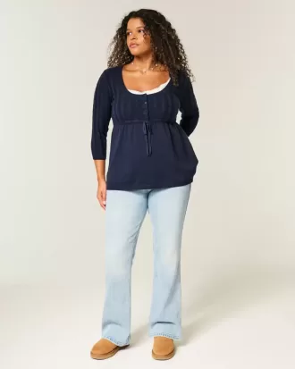 Pulover Babydoll din tricot cablu
