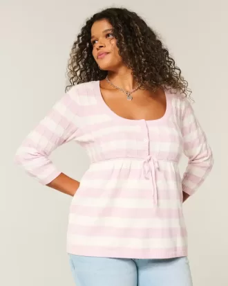 Pulover Babydoll din tricot cablu