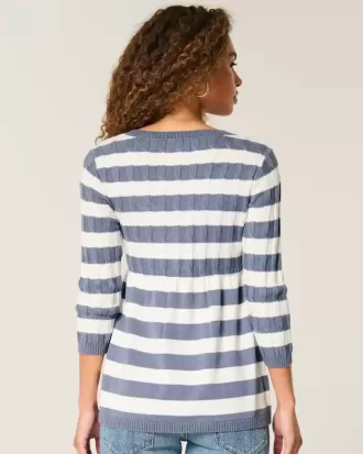 Pulover Babydoll din tricot cablu