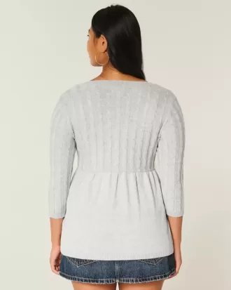 Pulover Babydoll din tricot cablu