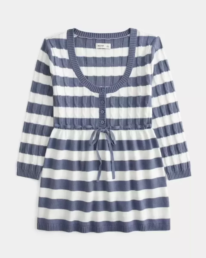 Pulover Babydoll din tricot cablu Pulover Babydoll din tricot cablu