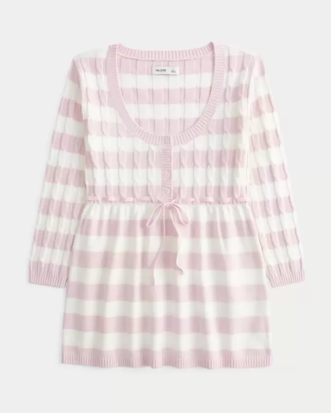 Pulover Babydoll din tricot cablu Pulover Babydoll din tricot cablu
