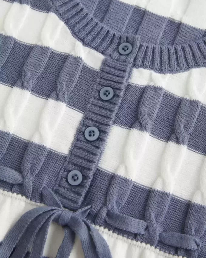 Pulover Babydoll din tricot cablu Pulover Babydoll din tricot cablu