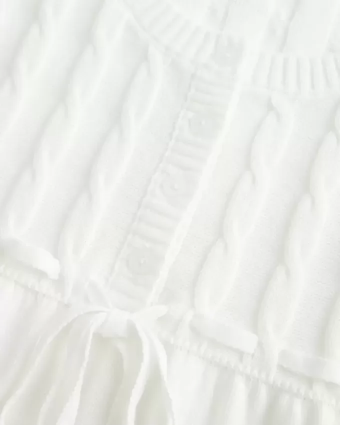 Pulover Babydoll din tricot cablu Pulover Babydoll din tricot cablu