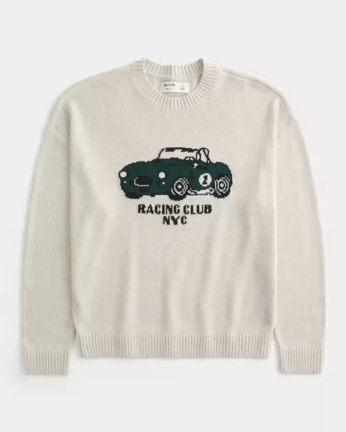 Pulover Boxy Racing Graphic Crew Pulover Boxy Racing Graphic Crew
