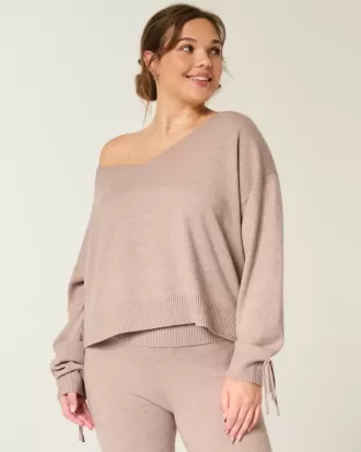 Pulover confortabil cu fundă, fără umăr, Gilly Hicks