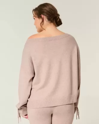 Pulover confortabil cu fundă, fără umăr, Gilly Hicks
