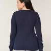 Pulover crew cu fundă din tricot cablu Pulover crew cu fundă din tricot cablu