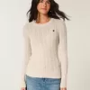 Pulover crew din tricot cu cablu Pulover crew din tricot cu cablu