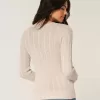 Pulover crew din tricot cu cablu Pulover crew din tricot cu cablu