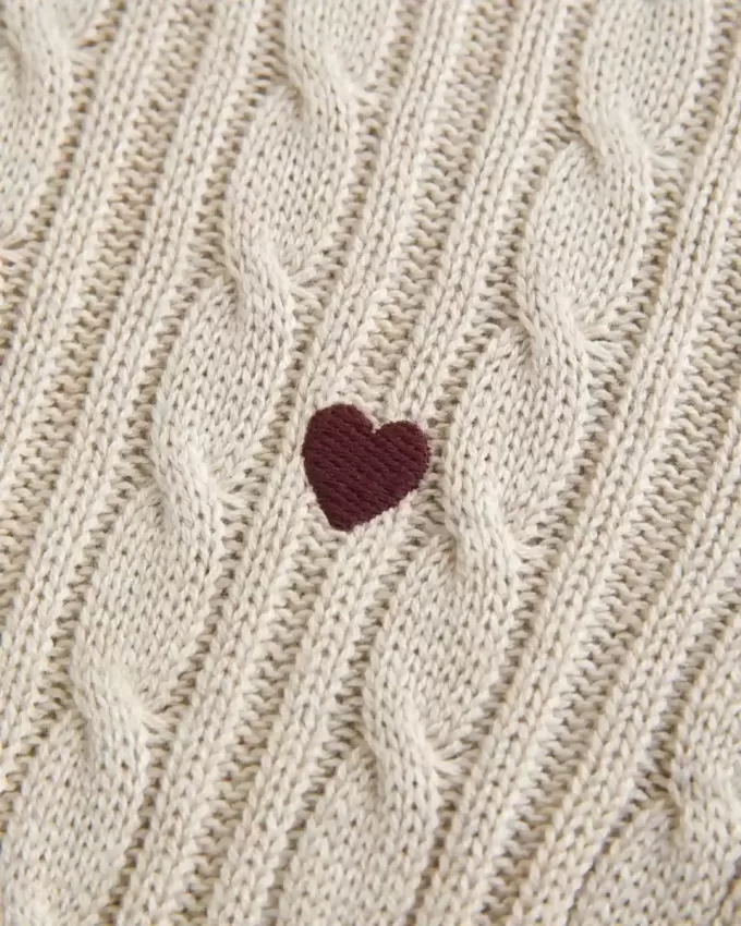 Pulover crew din tricot cu cablu Pulover crew din tricot cu cablu