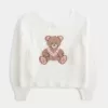 Pulover Crew Slouchy cu grafic ușor și cusut Pulover Crew Slouchy cu grafic ușor și cusut