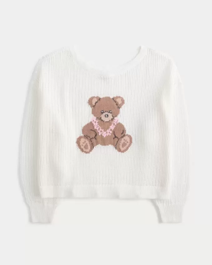 Pulover Crew Slouchy cu grafic ușor și cusut Pulover Crew Slouchy cu grafic ușor și cusut