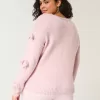 Pulover cu aplicație cu fundă fără umăr