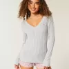 Pulover cu decolteu în V Icon din tricot cablu