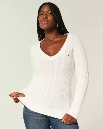 Pulover cu decolteu în V Icon din tricot cablu