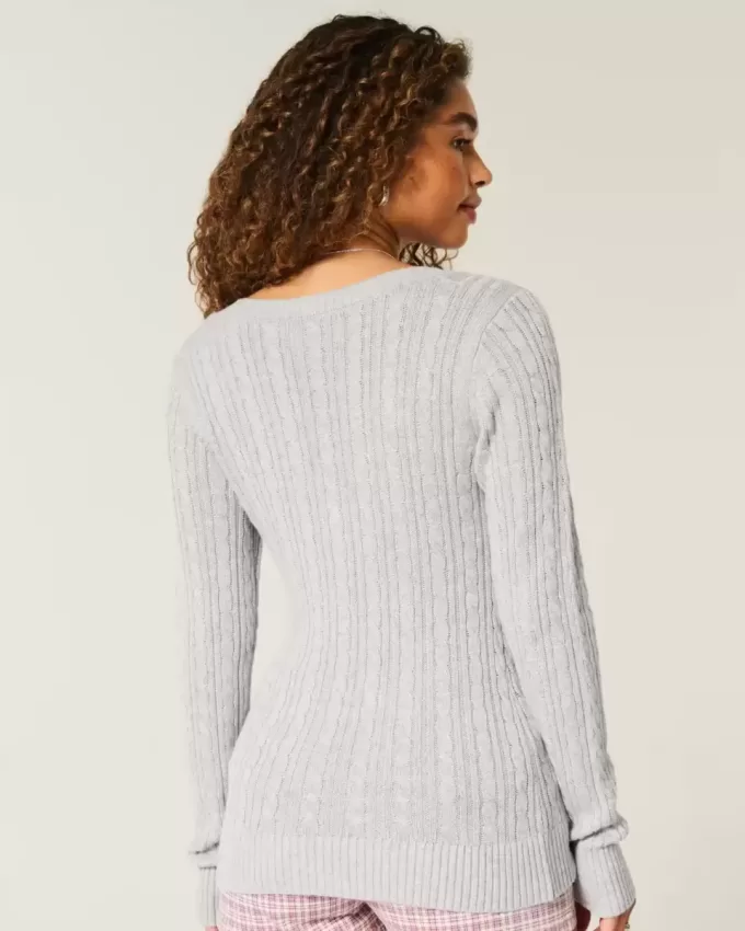 Pulover cu decolteu în V Icon din tricot cablu