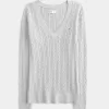 Pulover cu decolteu în V Icon din tricot cablu