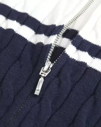 Pulover cu fermoar, tricot cu cablu