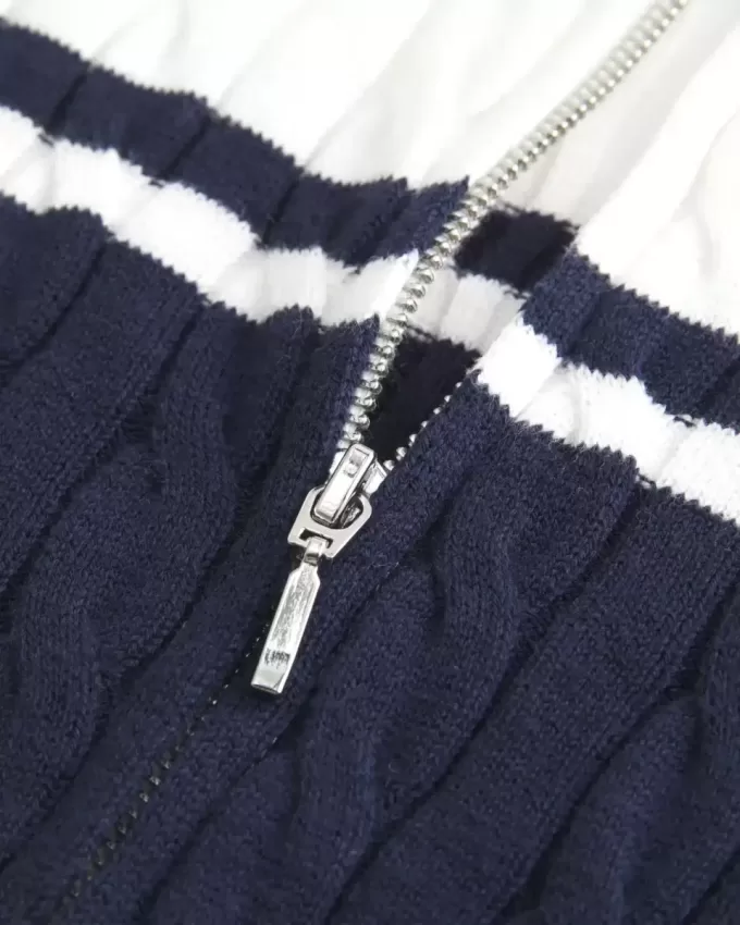 Pulover cu fermoar, tricot cu cablu Pulover cu fermoar, tricot cu cablu