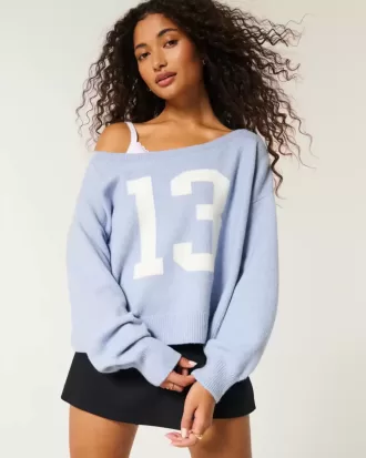 Pulover cu grafic Hollister Comfy Cloud Easy, fără umăr