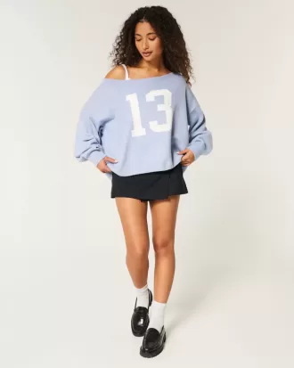 Pulover cu grafic Hollister Comfy Cloud Easy, fără umăr