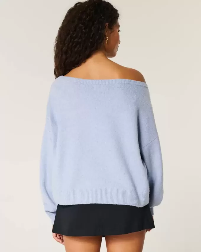 Pulover cu grafic Hollister Comfy Cloud Easy, fără umăr