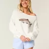 Pulover cu grafic pește ușor fără umăr Pulover cu grafic pește ușor fără umăr