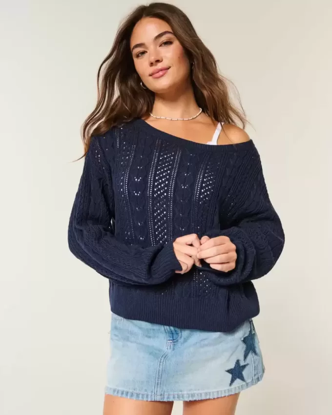 Pulover din tricot cablu Pulover din tricot cablu