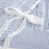 Pulover din tricot cablu cu mâneci cu fundă Pulover din tricot cablu cu mâneci cu fundă