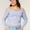 Pulover din tricot cu cablu fără umăr