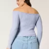 Pulover din tricot cu cablu fără umăr