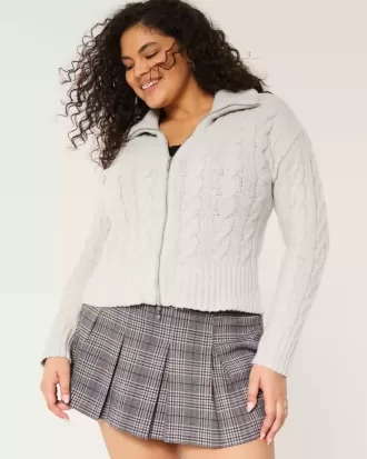 Pulover din tricot cu cablu Hollister Comfy Cloud cu fermoar