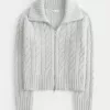 Pulover din tricot cu cablu Hollister Comfy Cloud cu fermoar