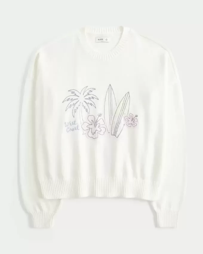 Pulover Easy West Coast Beach Graphic Crew Pulover Easy West Coast Beach Graphic Crew