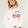 Pulover fără umăr cu grafic Easy Heart