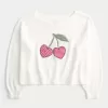 Pulover fără umăr cu grafic Easy Heart