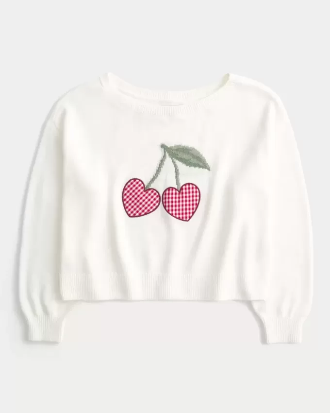 Pulover fără umăr cu grafic Easy Heart