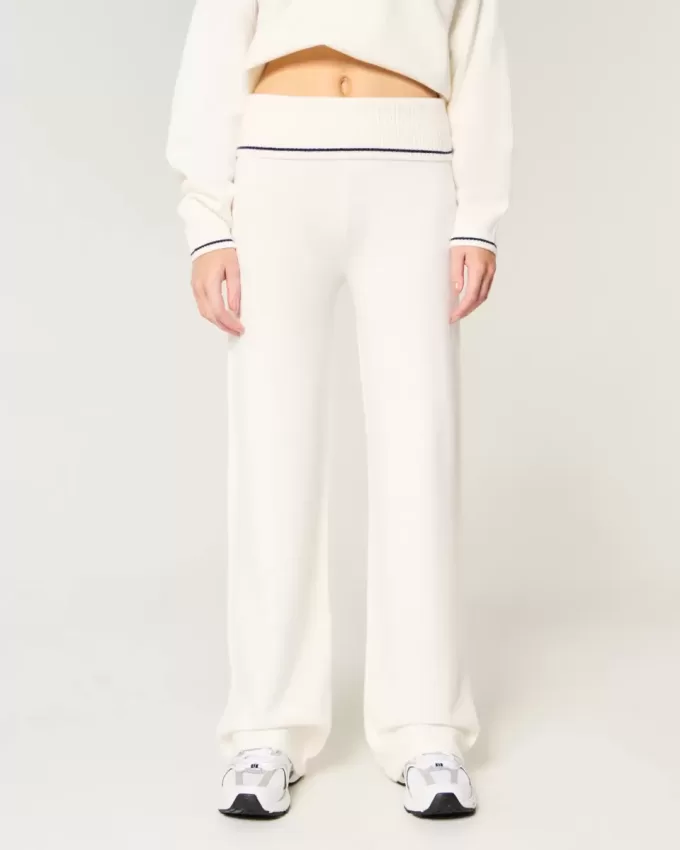 Pulover Gilly Hicks Pantaloni drepti cu talie pliabilă Pulover Gilly Hicks Pantaloni drepti cu talie pliabilă