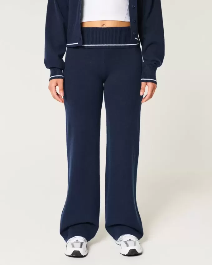 Pulover Gilly Hicks Pantaloni drepti cu talie pliabilă Pulover Gilly Hicks Pantaloni drepti cu talie pliabilă