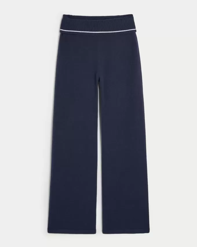 Pulover Gilly Hicks Pantaloni drepti cu talie pliabilă Pulover Gilly Hicks Pantaloni drepti cu talie pliabilă