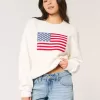 Pulover Hollister Comfy Cloud American Flag Graphic Crew Pulover Hollister Comfy Cloud American Flag Graphic Crew