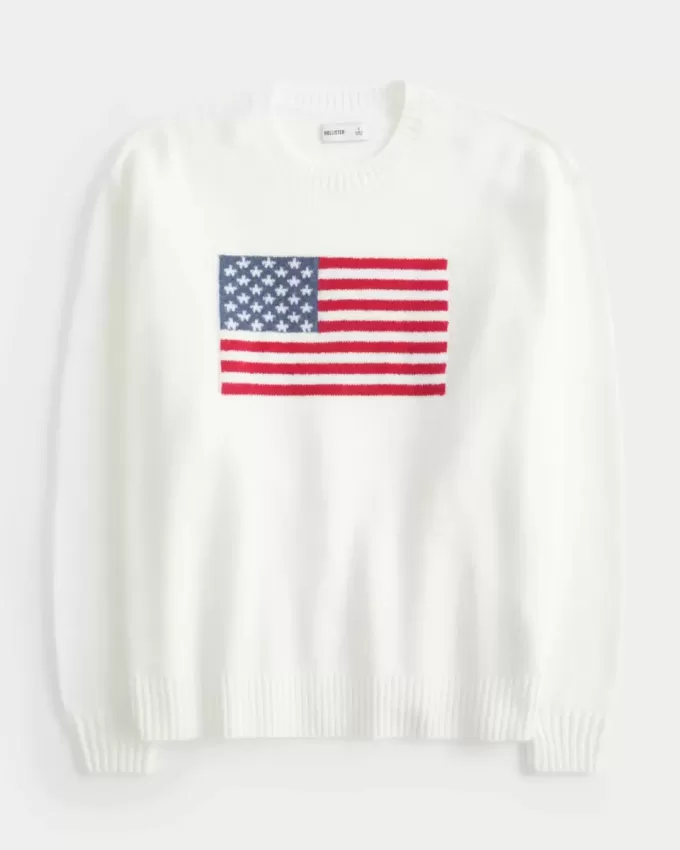 Pulover Hollister Comfy Cloud American Flag Graphic Crew Pulover Hollister Comfy Cloud American Flag Graphic Crew
