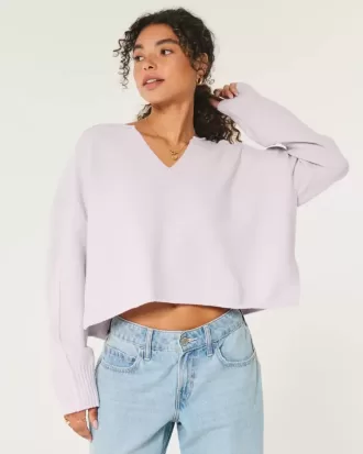 Pulover Hollister Comfy Cloud Boxy cu decolteu crestat