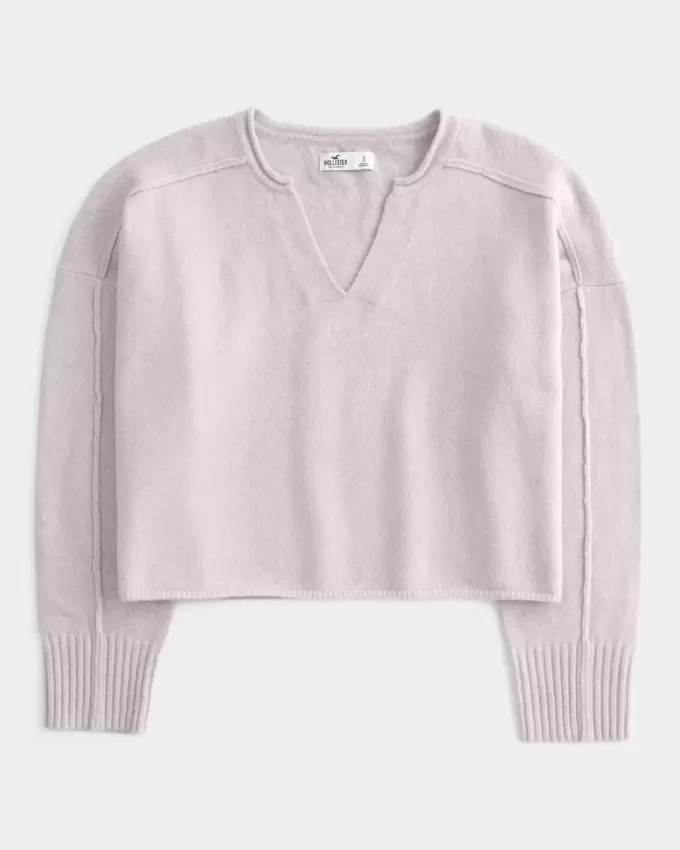 Pulover Hollister Comfy Cloud Boxy cu decolteu crestat