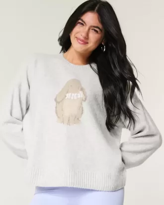 Pulover Hollister Comfy Cloud Bunny Graphic Crew